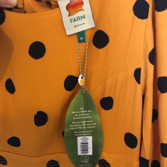 Farm Rio Long Dress Caramel Banana Polka - M - Picture 4 of 4